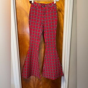 Red plaid flare, pant size medium, from Fashion Nova